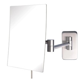 JERDON 8.75-Inch x 6.5-Inch Wall Mount Makeup Mirror - Personal Mirror with 5X Magnification & 14 inch Wall Extension - Nickel Wall Mount Arm - Model JRT695N