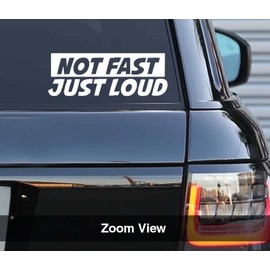 Printbeat Not Fast Just Loud Vinyl Decals Stickers for Cars, Vans, Trucks, and laptops (White 2x5.5)