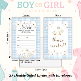 Cazhes Baby Shower Invitations for Boy Girl, 25 Double-Sided Silly Goose Baby Shower Invites with Envelopes, Daisy Gender Neutral Party Decorations Supplies Favors - D05