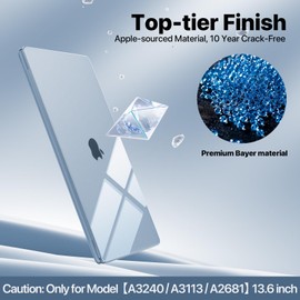 Soonjet Compatible with MacBook Air 13 inch Case 2025 2024 2023 2022 M4 A3240 M3 A3113 M2 A2681, Plastic Hard Shell for MacBook Air 13.6 inch Case, Crystal Sky Blue
