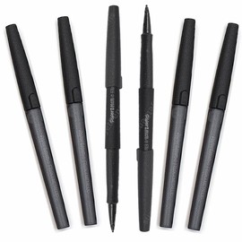 FNX 6 x Paper Mate Flair Metallic Felt Tip Pens | Quick-Drying, Smear & Fade Resistant Glittery Ink that Shines | 0.7mm Medium Point Tip | Silver Colour Ink, Loose in Plain Packaging