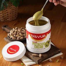 BISVUA Premium Pistachio Cream (30%), 1 kg (2.2 lb.) - Pistacho Paste & Spread - Perfect for Viral Dubai Chocolate Bar Pistachio Kit - Kataifi, Ice Cream, Versatile Butter for Desserts, Breakfast