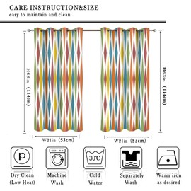 Kazynee Retro Mid Century Blackout Curtains for Bedroom,Abstract Modern Geometric Mid Century Colorful Rainbow Grommet Thermal Insulated Room Darkening Curtains Window Curtains 2 Panels 45L x 21W