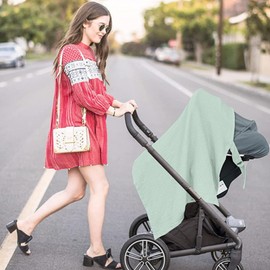 Nursing Cover for Baby Breastfeeding, Muslin Breathable Breastfeeding Cover with Hoop,Multi-use Carseat Canopy,Adjustable Mother Nursing Apron (Light Green)