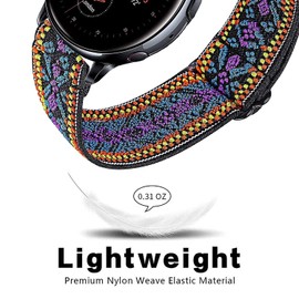 DKGKOO Quick Release Adjustable Stretchy Watch Band - Choice of Width - 18mm, 19mm, 20mm, 22mm Elastic Watch Straps Solo Loop Sport Nylon Replacement Wristband (Boho Set, 20mm)