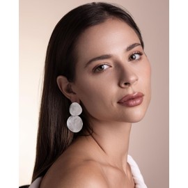 Sngia Large Big Circular Round Textured Ribbed Rigato Engraving Chunky Silver Geometric Irregular Dangle Drop Disc Statement Earrings for Women, Trendy Dangle Minimalist Hammered Chandelier Coastal Modern Circle Hoops Jewelry Gifts, Exaggerated Punk Meta