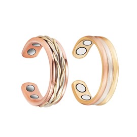 MagVIVACE 2 of Pack Copper Ring for Women, Magnetic Ring with Magnet, Jewelry Gift (ah)