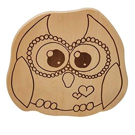 DEKOFANT Children's Wooden Breakfast Board with Owl Bird Design Approx. 28 x 26 x 1.5 cm