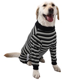 TQFlow Dog Recovery Suit, Pet Surgical Suits Medical Shirt for Female Male, Stripes Spay Suit for Wounds Protectation, Dog Cone E-Collar Alternative, Operative Onesie Bodysuits Shirts (Black, XXL)