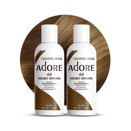 Adore Semi Permanent Hair Color (048 Honey Brown) (2 Pack) | Vegan & Cruelty-Free Brown Hair Dye | No Ammonia, No Peroxide, No Alcohol | 4 Fl Oz