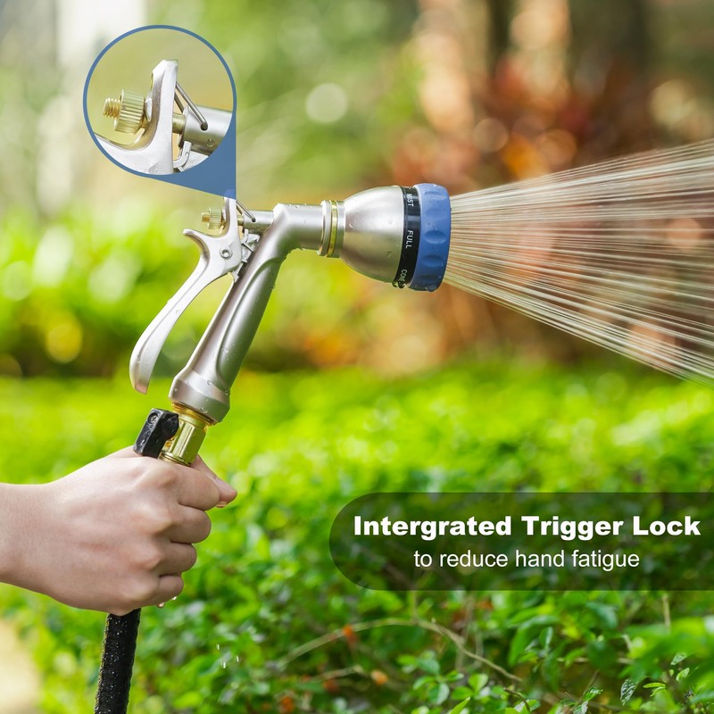 HOSUN Heavy Duty Garden Hose Nozzle, 100% Metal Adjustable Water