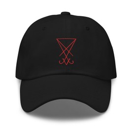 Edge of Life Designs Red Sigil of Lucifer Symbol The Seal of Satan Embroidered Baseball Cap Dad hat
