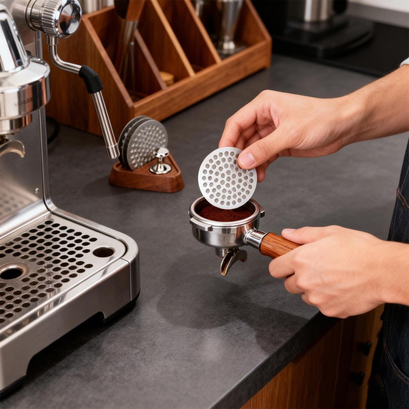 3-Pack puck screen & Espresso Tamper Set with Magnetic、 Wooden