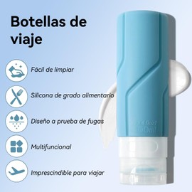 Juego de botellas de viaje de 18 piezas, botellas de viaje de silicona de 100 ml con bolsa transparente, recipientes de viaje recargables, apretables y a prueba de fugas aprobados por la TSA