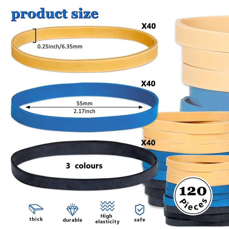 120Pcs Rubber Bands Size 64 Heavy Duty Wide Elastic Rubber