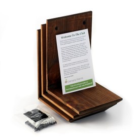 Daniel's Plants Indoor Plant Wall Gallery Shelf Kit | Midcentury Modern Wooden Shelves | Wall Mounted L Shaped Floating Plant Shelves | Solid Wood | 3 Pack (Bevelled Edge - Brown