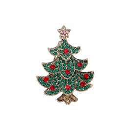 Vintage Rhinestone Crystal Christmas Brooch Pin for Women Girls Christmas Tree Reindeer Snowflake Bell Wreath Brooch-Christmas Tree