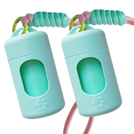 A&H ZIER Soporte para bolsas de excrementos con cordón portátil colorido, dispensador de bolsas de excrementos de perro de tacto suave con bolsas biodegradables para residuos de perros, compatible con