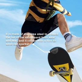 Upgrade Your Skateboard Add Sparking Flames Tail Plate Attachment for an Electrifying Ride,Skateboard Accessories,Flint,Skateboard Spark Plate (Back, 2-Pack)