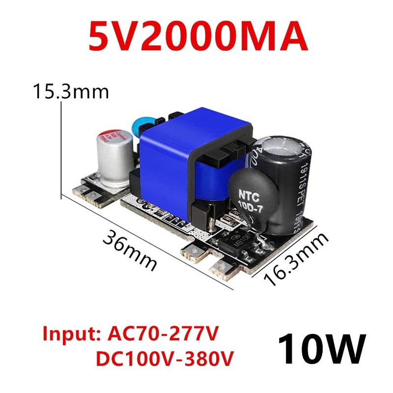 TECNOIOT Pack of 5 AC-DC 5V 2000mA Low Ripple Switching