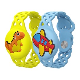 Waterproof Watch Holder Compatible for Airtag, Cute Cartoon Adjustable Silicone Wristband Bracelet fit Air Tag, 2 Pack (D)