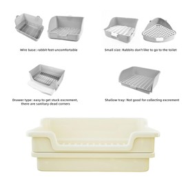 RMNHPTK Large Rabbit Litter Box Rabbit Toilet Rabbit Potty Training Corner Huge Bunny Litter Pan with Plastic Grid Deep Dump Tray for Adult Small Animal (White)