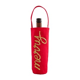 Mud Pie Sequin Wine Bag, Red, 15" x 5"