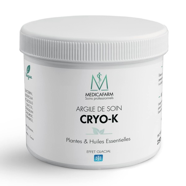 MEDICAFARM - CRYO-K Healing Clay - With Plants and Essential Oils - Ice Effect - Helps Relieve Pain and Improve Circulatory Comfort - 250g Pot