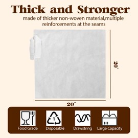 50 Pack Commercial Cold Brew Coffee Filters, 20" x 20" Cold Brew Bags with Drawstring for Commercial Cold Brew Coffee Makers and 5 Gallon Buckets, Brew Up to 5 lbs Coffee
