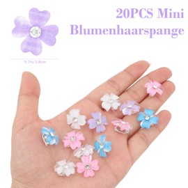 Pruadeor 20PCS Mini Blumen Haarklammern, bunte Haarspangen Mädchen, haarklammer klein mit Strass, Blumen - Haaraccessoires