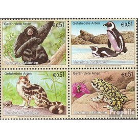 Prophila Collection UNO - Vienna 357-360 Block of Four (Complete Edition) 2002 Endangered Types: Fauna (Stamps for Collectors) Acidator Other