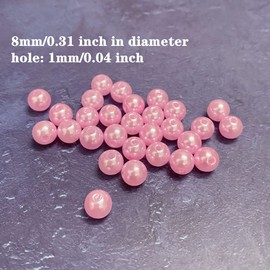 Pearl Beads,300 Pcs Craft Beads Loose Pearls 8mm Round Spacer Beads for Earring Bracelet Necklace Key Chains Jewelry DIY Craft Making,Decoration and Vase Filler (8mm, Light Pink)