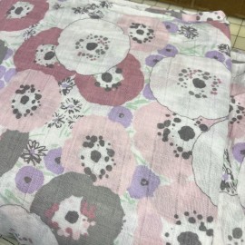 Shannon Fabrics Pinks Gray Large Floral Cotton Double Gauze Fabric BTY  Shannon Fabrics New