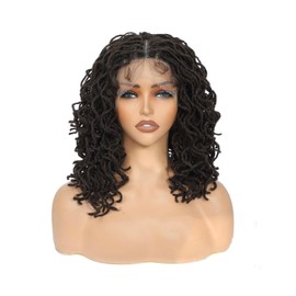X-TRESS Natural Brown with Double Lace and Large Parting Space. Twist Dreadlocks Wig for Black womenAfro Curly Braided Synthetic wig.