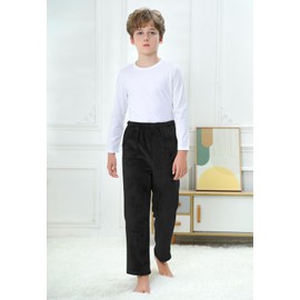 Plush Pajama Pants for Kids Fleece PJs Boys, Black, 11-12 Years = Tag 160