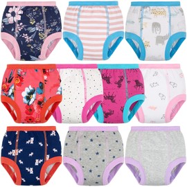 BIG ELEPHANT 10-Packs Potty Training Underwear Absorbent Toddler Potty Trained Pants for Boys and Girls,100% Cotton,3T