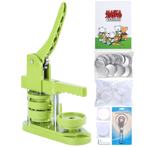 Happizza Button Maker Machine 58mm - (3rd Gen) Installation-Free 58mm(2.25in) DIY Pin Badge Button Maker Press Machine Badge Punch Press with Free 100pcs Button Parts&Pictures&Circle Cutter&Magic Book