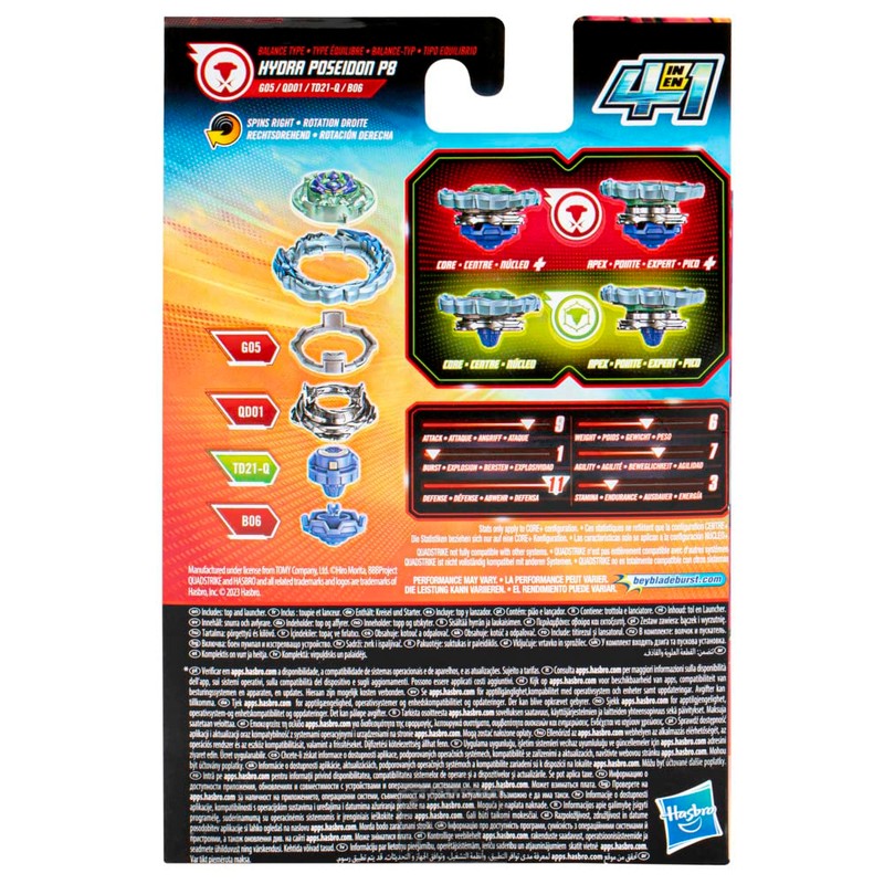 Beyblade Burst QuadStrike Hydra Poseidon P8 Starter Pack, Battle Spinning