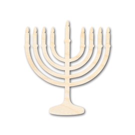 Unfinished Wood Menorah Shape | Craft Cutout | up to 36" DIY 6" / 1/4"