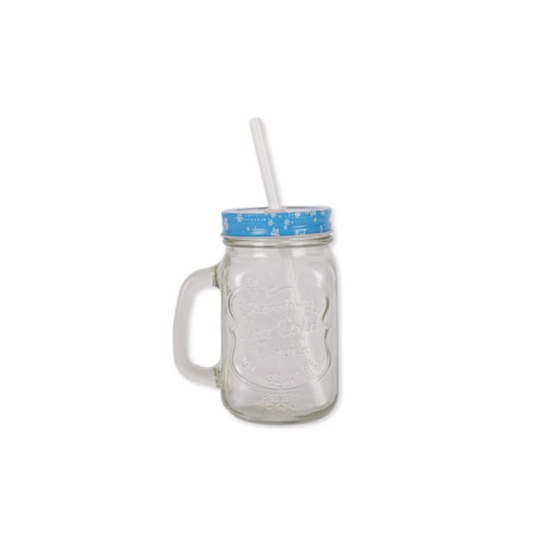 FabFinds Mason Jars with Lids and Straws Christmas Character Mason