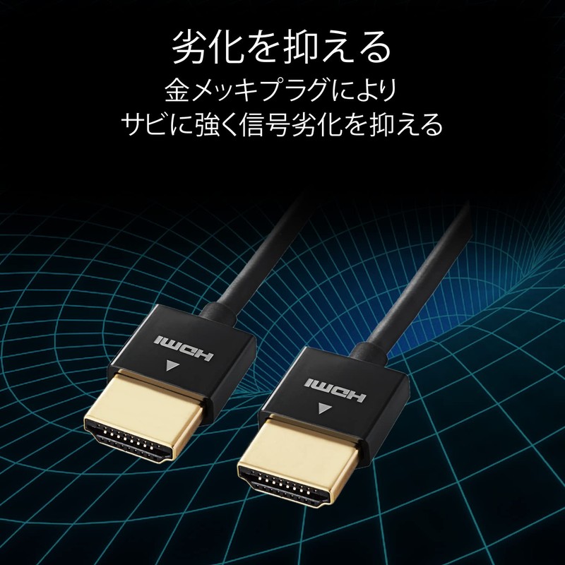 Elecom DH-HD14SS15BK HDMI Cable, 4.9 ft (1.5 m), 4K x