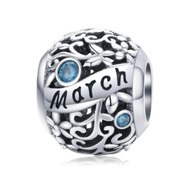 MUERDOU S925 Sterling Silver Birthstone Charm Fit Charms Bracelets and Necklaces Birthday Gifts for Women Girls
