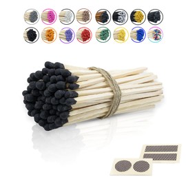 4" Inch Long Wooden Refill Matchsticks with Strike Stickers - Safety Matches Wholesale Bulk Loose by Chandler Studio (100 Pieces, Black)