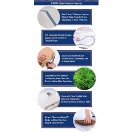 2 Set 12 X 24 Inch Square Clear Table Protector Plastic Tablecloth Wooden Furniture Wood Dining Coffee End Side Table Wipeable Cloth Protective Cover Protector PVC Vinyl Mat Tabletop Protection Pad