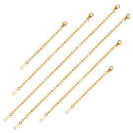 Mikovivi Pack of 6 Necklaces Extension Chains, 7.5 cm, 12.7 cm, 18 cm Stainless Steel Jewellery Extensions Chain Extension with Lobster Clasp for Jewellery Necklace Bracelet Anklet (Gold)