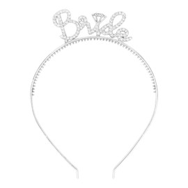 GAFATORY Silver Bride Headband Bride to Be Headband Bachelorette Party Accessories Teeth Comb Headband Rhinestone Headband Bride Accessories for Bachelorette Party Wedding