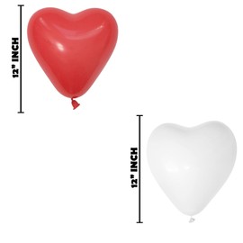 Red and White Heart Balloons 12 inch Love Decoration Romantic Balloons Birthday Wedding Valentine Decoration Love Heart Shape Balloons 25 Pack