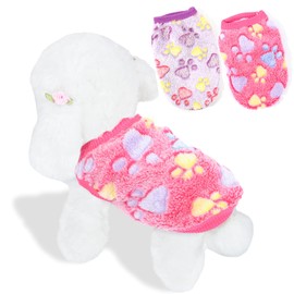 2 Pack Dog Sweaters for Small Dogs Girl Boy Winter Fleece Dogs Clothes Cute Warm Puppy Sweater Chihuahua Teacup Dog Clothes Pet Outfit Pink Blue (Purple, XX-Small(for 1.6-3lb))