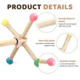 Rotating Bird Stand Perch Toy, Natural Wood Spinning Parakeet Toy, Fun Wheel Parrot Toys for Parrot, Bird Cage Wooden Branch Accessories for Budgies, Lovebirds, Cockatiels