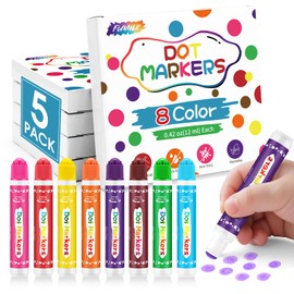 FUMILE 40 Pcs Dot Markers for Toddlers 1-3, 8 Colors Bingo Daubers Bulk for Toddlers,Washable Bingo Markers,Bingo Supplies,Dot Paint for Painting Supplies Drawing Coloring and Art Crafts
